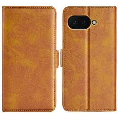 For Google Pixel 9A Double Buckle Wallet Style Folio Flip Leather Case with Stand and Card Slots Function