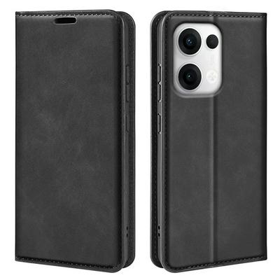 For Oppo Reno 13 Skin Feel Magnetic Attraction Flip Leather Wallet Case with Card Slot and Stand