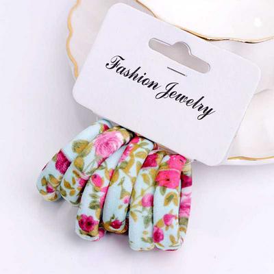 6 Pcs / Pack Cotton Print Floral High Elastic Elegance Hair Bands Hair Rings Hair Gum for Women Girls Hair Accessories