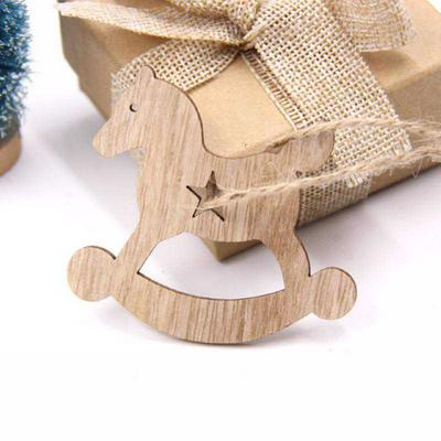10PCS DIY Christmas Snowflakes Deer Tree Wooden Pendants  Xmas Tree Ornaments  