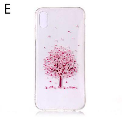 Sakura Colored Painting Transparent Soft TPU Back Cover Case for iPhone X / XS