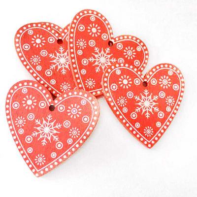 10pcs Creative Wooden DIY White Red Tree Heart Star Shaped Christmas Tree Hanging Pendants Christmas Decorations for Home