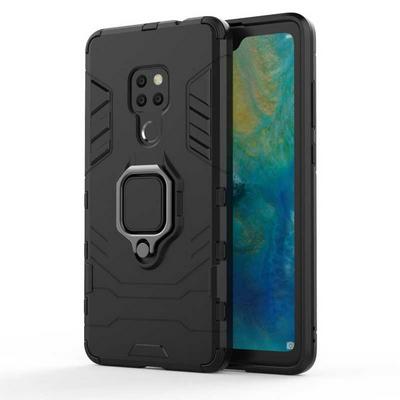 Black Leopard Series Armor 2 in 1 Detachable with Finger Ring Bracket Viewing Stand Support Hard PC + Soft TPU Hybrid Back Cover Case for Huawei Mate 20
