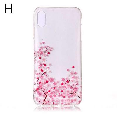 Sakura Colored Painting Transparent Soft TPU Back Cover Case for iPhone X / XS