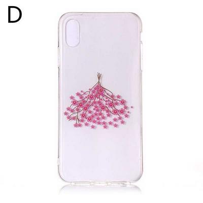 Sakura Colored Painting Transparent Soft TPU Back Cover Case for iPhone X / XS