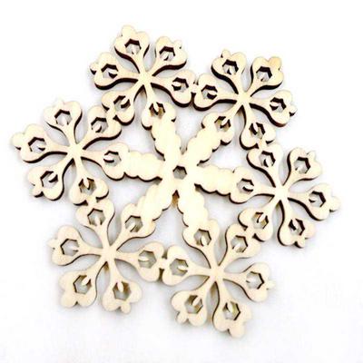 10Pcs Rustic Wood Embellishments Snowflake Pendant Christmas Decorations For Home Xmas Tree Hanging Ornament Decor