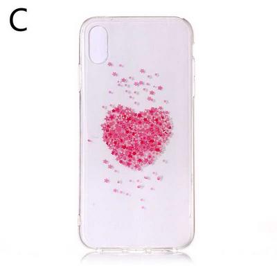 Sakura Colored Painting Transparent Soft TPU Back Cover Case for iPhone X / XS