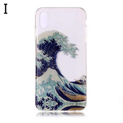 Colored Painting Planet Bling Glitter Powder Transparent Soft TPU Back Cover Case for iPhone X / XS