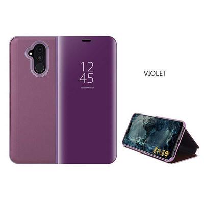 Clear View Cover Electroplated Mirror Translucent PU Leather + PC with Triangle Viewing Stand Flip Case for Huawei Mate 20 Lite / Maimang 7