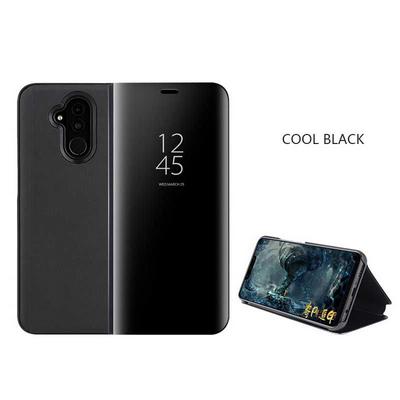 Clear View Cover Electroplated Mirror Translucent PU Leather + PC with Triangle Viewing Stand Flip Case for Huawei Mate 20 Lite / Maimang 7