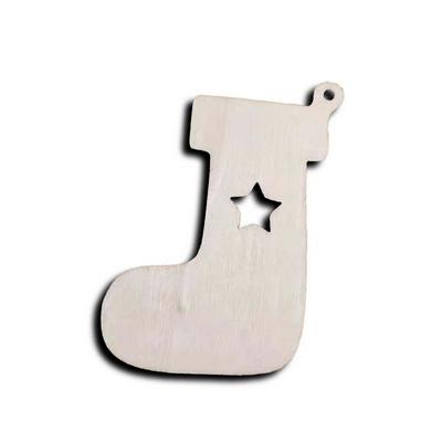 10PCS Snowflake Star Santa Claus Boots Bells Christmas Tree Hanging Wooden Decorations 