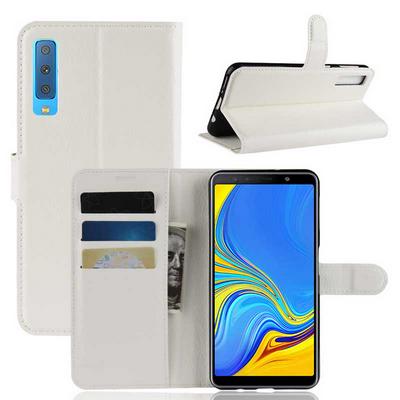 Litchi Pattern Wallet Stand Card Holder Slots PU Leather + TPU Protective Cover Case for Samsung Galaxy A7 2018