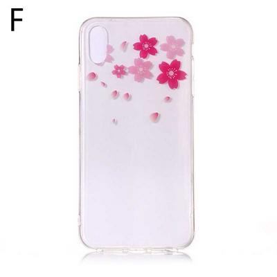 Sakura Colored Painting Transparent Soft TPU Back Cover Case for iPhone X / XS