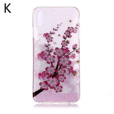 Colored Painting Planet Bling Glitter Powder Transparent Soft TPU Back Cover Case for iPhone X / XS
