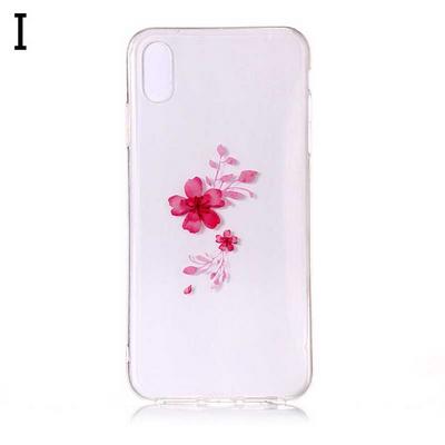 Sakura Colored Painting Transparent Soft TPU Back Cover Case for iPhone X / XS
