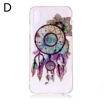 Colored Painting Planet Bling Glitter Powder Transparent Soft TPU Back Cover Case for iPhone X / XS