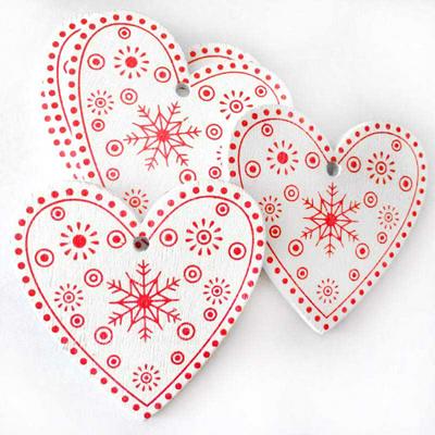 10pcs Creative Wooden DIY White Red Tree Heart Star Shaped Christmas Tree Hanging Pendants Christmas Decorations for Home