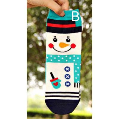 Christmas Series Santa Claus Reindeer Snowman Bear Pattern Women Winter Mid Tube Warm Cotton Socks Christmas Gift 