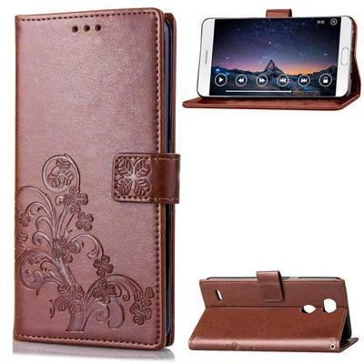 Embossed Lucky Four-Leaf Clover Pattern Shockproof Anti-Scratch PU Leather + Soft TPU Card Slot with Hand Rope Magnetic Buckle and Stand Wallet Case for LG X Power3