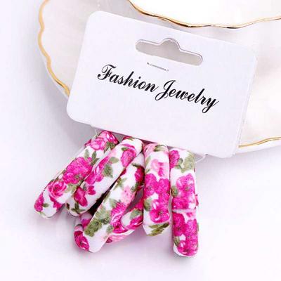 6 Pcs / Pack Cotton Print Floral High Elastic Elegance Hair Bands Hair Rings Hair Gum for Women Girls Hair Accessories
