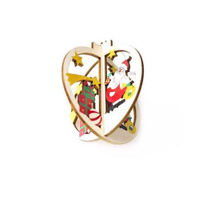 3D Wooden Pendants DIY Star Heart Christmas Party Decorations Xmas Tree Ornaments  