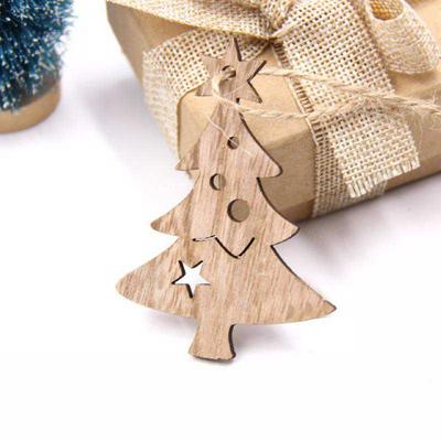 10PCS DIY Christmas Snowflakes Deer Tree Wooden Pendants  Xmas Tree Ornaments  