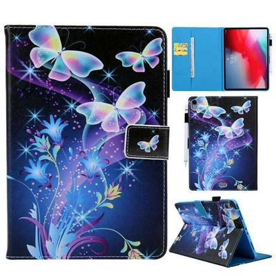 Colored Painting Side Flip Shockproof PU Leather + Soft TPU Card Slots with Pencil Pouch Magnetic Buckle and Stand Wallet Protective Case for iPad Pro 11 (2018)