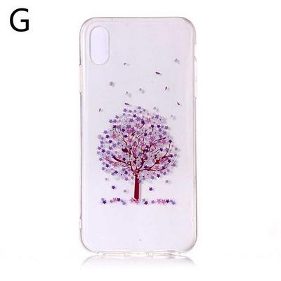 Sakura Colored Painting Transparent Soft TPU Back Cover Case for iPhone X / XS
