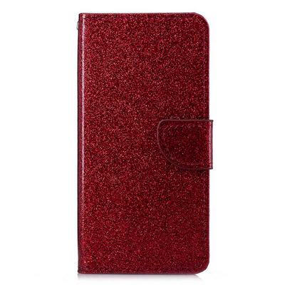Bling Style Glitter Powder PU Leather + Soft TPU with Wallet Card Holder and Magnetic Buckle Case for Samsung Galaxy J6 2018