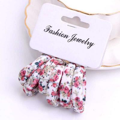 6 Pcs / Pack Cotton Print Floral High Elastic Elegance Hair Bands Hair Rings Hair Gum for Women Girls Hair Accessories