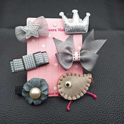 1 Set 5 / 6 Pieces Korean Fresh Kids Baby Fabric Bow Flower Hairpins Hair Clips Girls Headdress Hair Accessories 