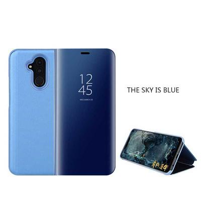 Clear View Cover Electroplated Mirror Translucent PU Leather + PC with Triangle Viewing Stand Flip Case for Huawei Mate 20 Lite / Maimang 7