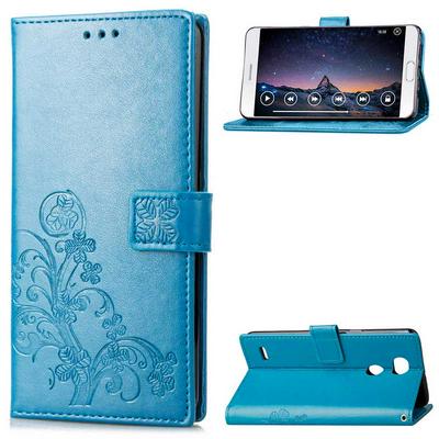 Embossed Lucky Four-Leaf Clover Pattern Shockproof Anti-Scratch PU Leather + Soft TPU Card Slot with Hand Rope Magnetic Buckle and Stand Wallet Case for LG X Power3