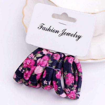 6 Pcs / Pack Cotton Print Floral High Elastic Elegance Hair Bands Hair Rings Hair Gum for Women Girls Hair Accessories