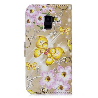 Bling Style 3D Colored Painting Side Flip Shockproof PU Leather + Soft TPU Card Slot with Magnetic Buckle and Stand Wallet Protective Case for Samsung Galaxy A8 (2018) / A530