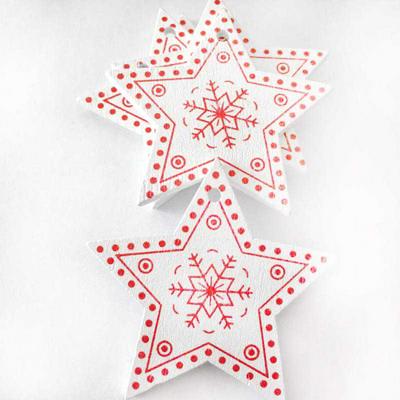 10pcs Creative Wooden DIY White Red Tree Heart Star Shaped Christmas Tree Hanging Pendants Christmas Decorations for Home