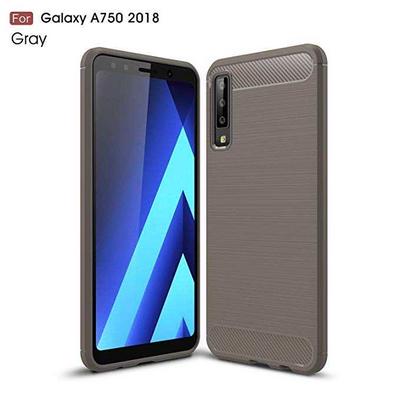 Carbon Fiber Pattern Brushed Metal Soft TPU Back Cover Case for Samsung Galaxy A7 2018