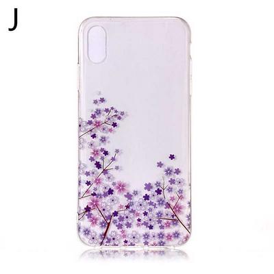 Sakura Colored Painting Transparent Soft TPU Back Cover Case for iPhone X / XS
