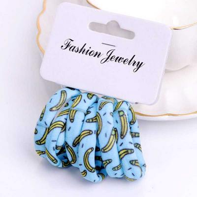 6 Pcs / Pack Cotton Print Floral High Elastic Elegance Hair Bands Hair Rings Hair Gum for Women Girls Hair Accessories