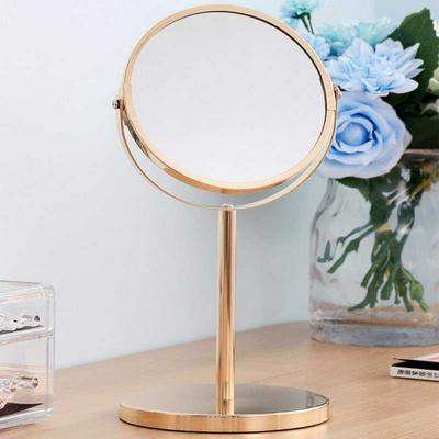 Desk Makeup Mirror Golden elegant Toilet Glass Double-sided Magnifying Mirror Bome Table Makeup 