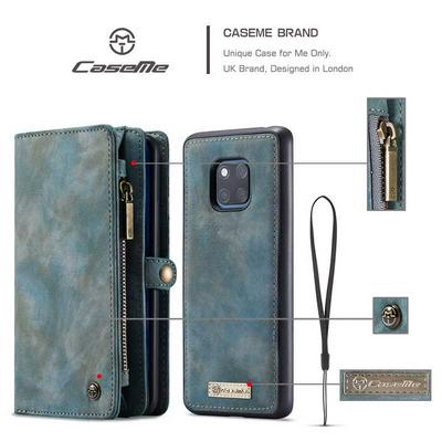 CaseMe 008 Series Folio Zipper Wallet Style Detachable 2 in 1 with Flip Credit Card Slots Holder TPU + PU Leather Cover Case for Huawei Mate 20 Pro