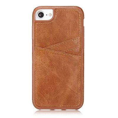 Solid Color Luxury with Three Card Slots Behind Leather Coated Soft TPU Back Cove Case for iPhone 7 / 8
