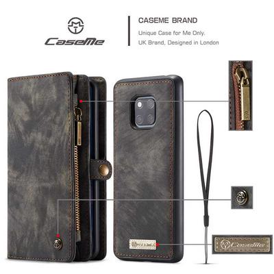 CaseMe 008 Series Folio Zipper Wallet Style Detachable 2 in 1 with Flip Credit Card Slots Holder TPU + PU Leather Cover Case for Huawei Mate 20 Pro