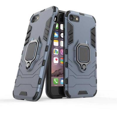 Black Leopard Series Armor 2 in 1 Detachable with Finger Ring Bracket Viewing Stand Support Hard PC + Soft TPU Hybrid Back Cover Case for iPhone 7 / 8 