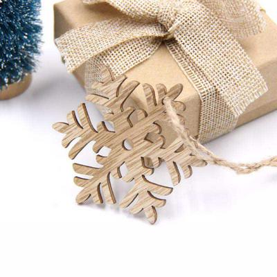 10PCS DIY Christmas Snowflakes Deer Tree Wooden Pendants  Xmas Tree Ornaments  