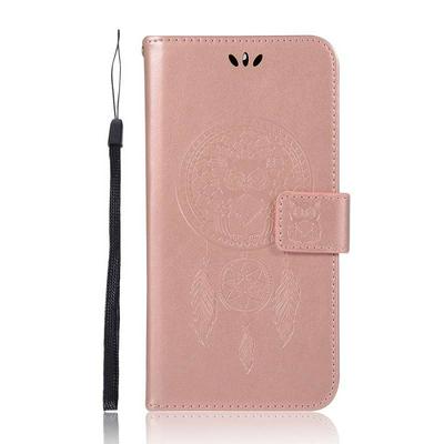 Embossed Dream Catcher Owl Pattern Side Flip Shockproof PU Leather + Soft TPU Wrist Strap with Card Slot Stand and Magnetic Buckle Wallet Protective Case for Nokia 6
