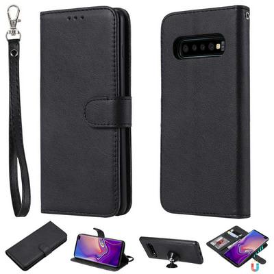 Car Hold Available Solid Color PU Leather + Detachable TPU with Wallet Card Slots Picture Frame and Magnetic Buckle Case for Samsung Galaxy S10+ / S10 Plus 