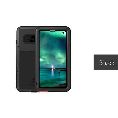 Love Mei Powerful Series Dust-Proof Shockproof Splash-Proof Detachable Silicone + Metal + Tempered Glass Hybrid Defender Back Cover Case for Samsung Galaxy S10 