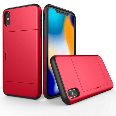 Armor 2 in 1 Shockproof with Slide Card Slot Hard PC + Soft TPU Back Cover Protective Case for iPhone XR 6.1 