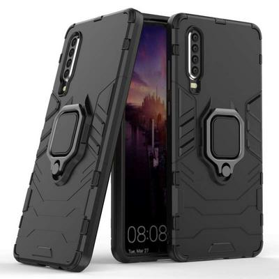 Black Panther 3 in 1 Detachable Hard PC + Soft TPU Hybrid with Magnetic Ring Holder Back Cover Protective Case for Huawei P30